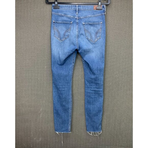 Hollister Women's Size 5S Blue High-Rise Distressed Skinny Jeans W27 L28 - Picture 2 of 12